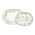 Bico Green Garden Toile De Jouy 16 plus 12 inch Oval Platters Set, Set of 2, Microwave and Dishwasher Safe, for Serving Fish, Chicken, Turkey