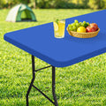 homing Rectangle Table Cloth Cover, Water-Resistant Polyester Elastic Fitted Tablecloth, Fits for 4 Foot Folding Tables, Washable Table Protector for Picnic, Camping, Outdoor (Blue, 24" x 48")