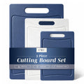 COOK WITH COLOR Non-Slip Cutting Board Set – Kitchen Essentials with Easy Grip Handle for Meat, Veggies, and Fruits, 3 Cutting Boards, Blue and White Marble