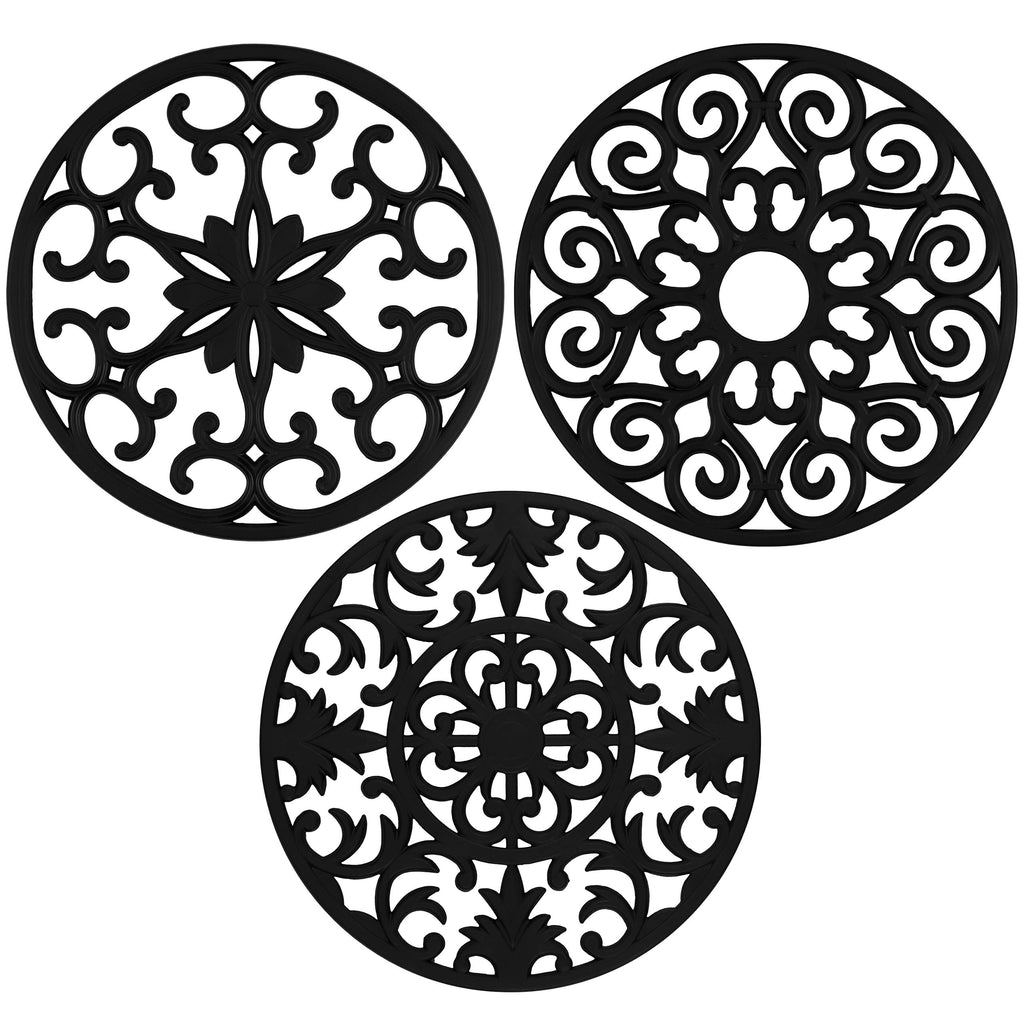 GASARÉ, Extra Large, Thick, 10" Silicone Trivets for Hot Dishes, Pots, and Pans, Hot Pads for Countertops, Flexible, Dishwasher Safe, 10 x ¼ Inches, Set of 3, White