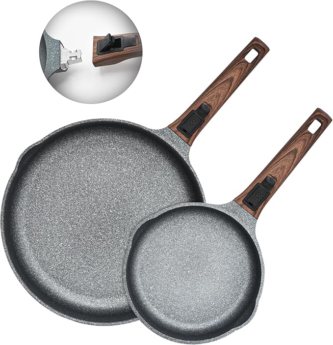 Bakoniion 12.5 Inch Smart Nonstick Frying Pan with Removable Handle,Cast Aluminum and Anti-Scratch Chef's Pan,Compatible with All Stovetops,Dishwasher and Oven Safe