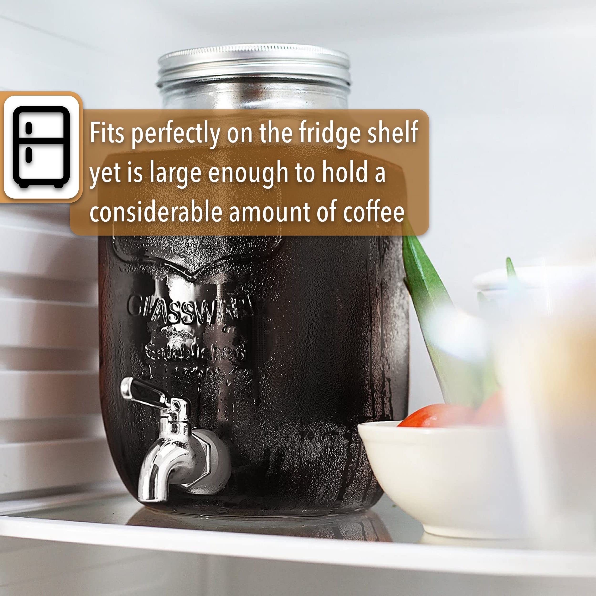 BTaT- 1 Gallon Cold Brew Coffee Maker, Thick Glass Pitcher