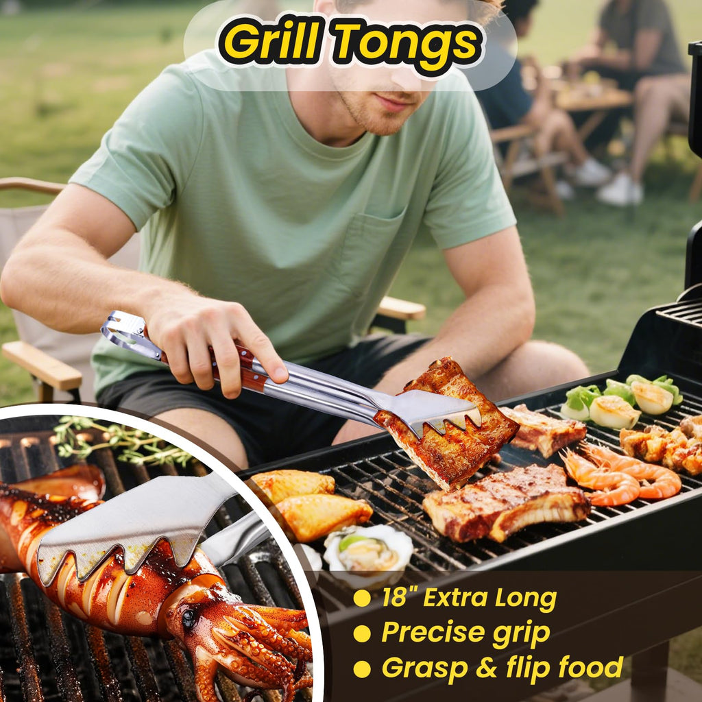 FamilyKit 4PCS Grilling Accessories Rose Wooden BBQ Grilling Tools Set