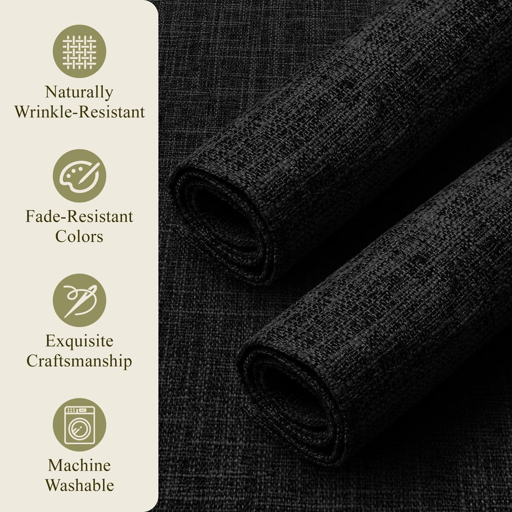 KXN Placemats Set of 4, Dual-Layer Thickened Faux Linen Table Mats, Heat Resistant & Wrinkle-Free, Machine Washable Cloth Place Mats for Kitchen Dining Indoor Outdoor (Black)