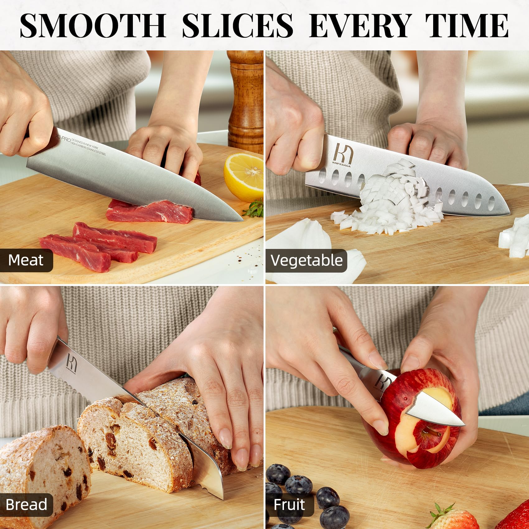 KnifeSaga 14 Pcs Kitchen Knife Set, Premium, Razor Sharp, Japanese Steel