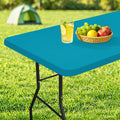 homing Rectangle Table Cloth Cover, Water-Resistant Polyester Elastic Fitted Tablecloth, Fits for 5 Foot Folding Tables, Washable Table Protector for Picnic, Camping, Outdoor (Teal, 30" x 60")