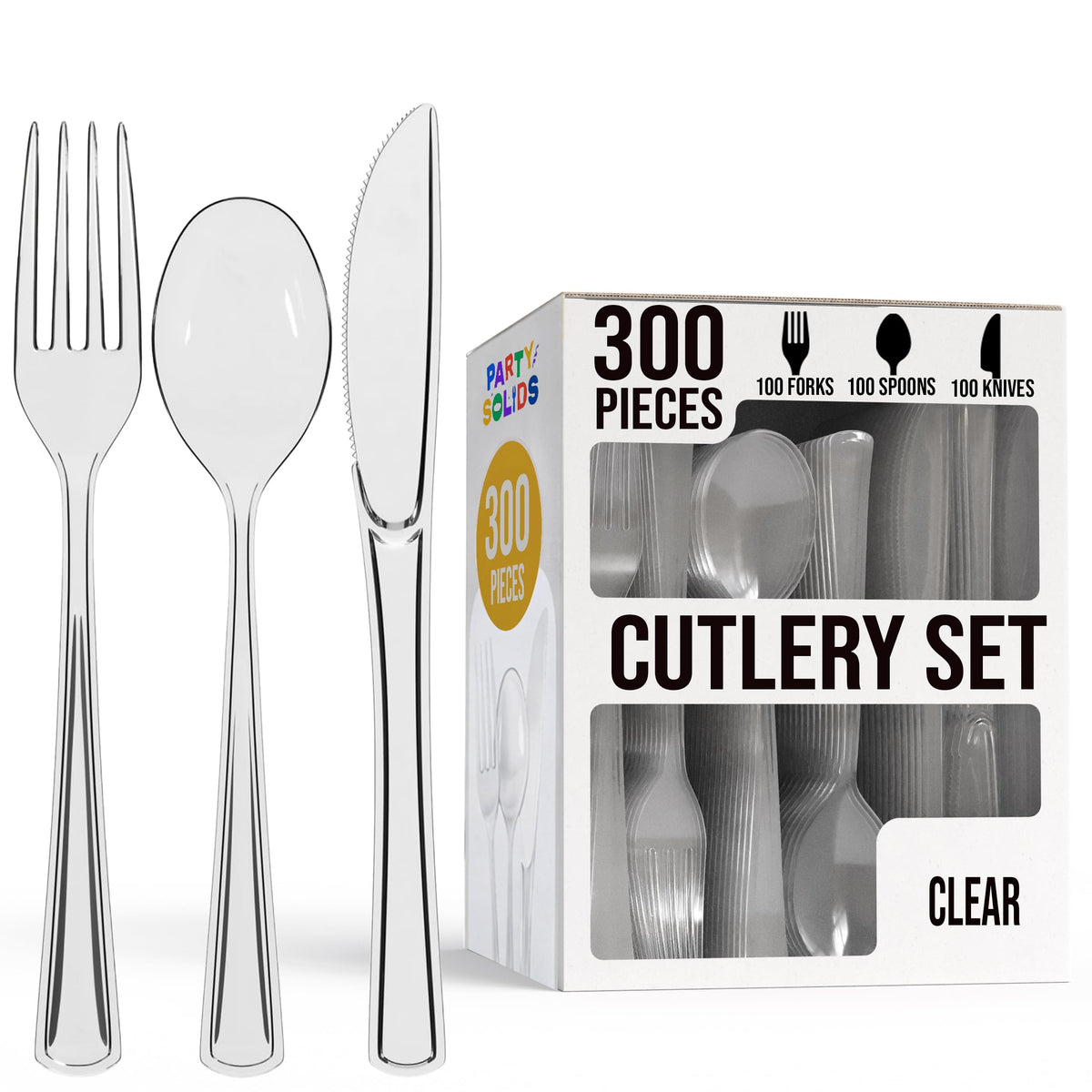 Party Solids Dark Blue Plastic Silverware 300 Pcs Dark Blue Cutlery Set