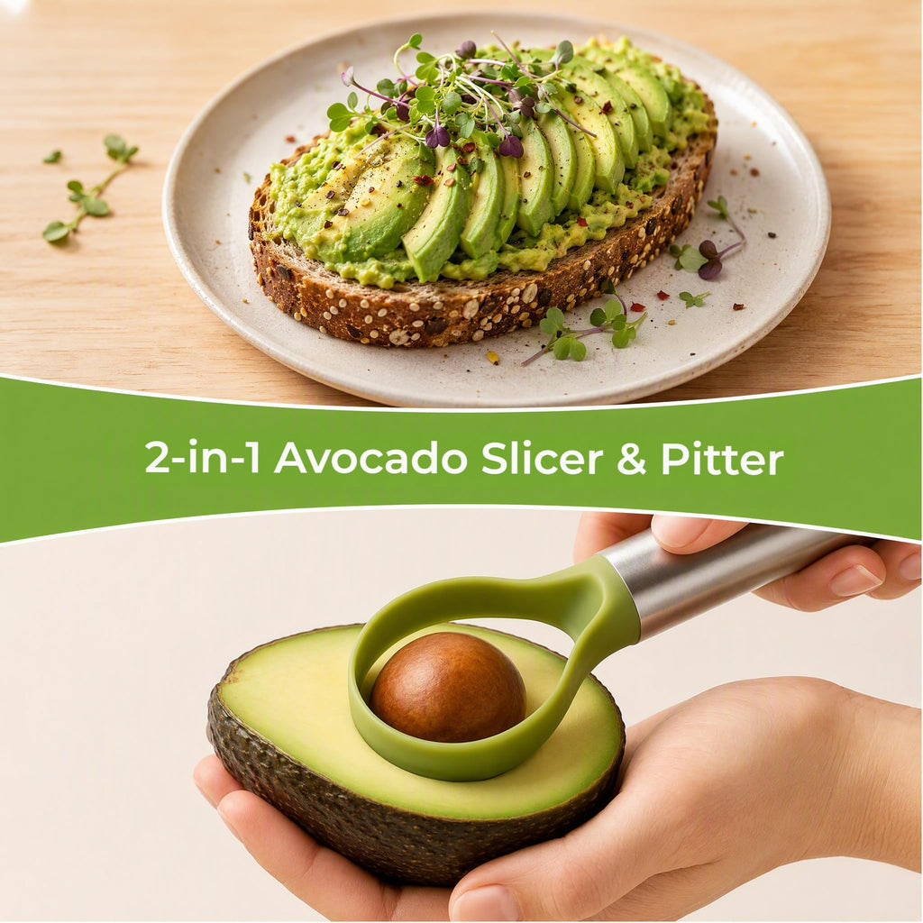 QPQ 2-in-1 Avocado Slicer & Pitter, Stainless Steel Kitchen Tool