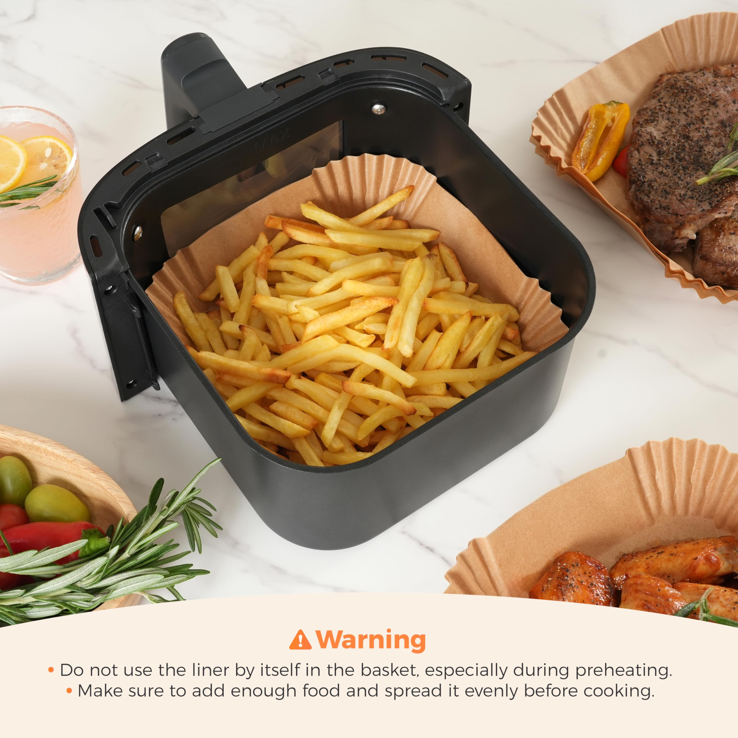 Tastee Air Fryer Liners for 3-6QT Air Fryer Baskets, 100Pcs