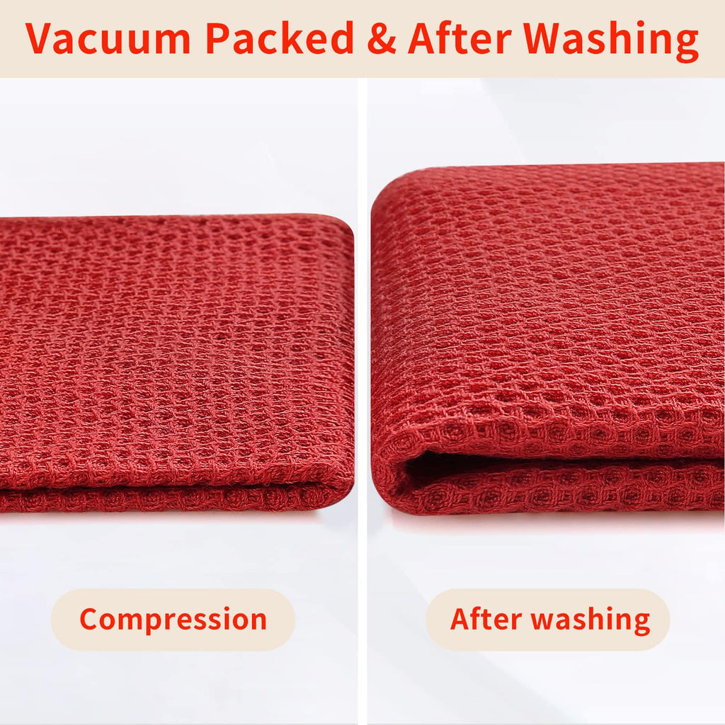 Homaxy 100% Cotton Waffle Weave Kitchen Dish Cloths, Ultra Soft Absorbent Quick Drying Dish Towels, 12 x 12 Inches, 8-Pack, Brick Red