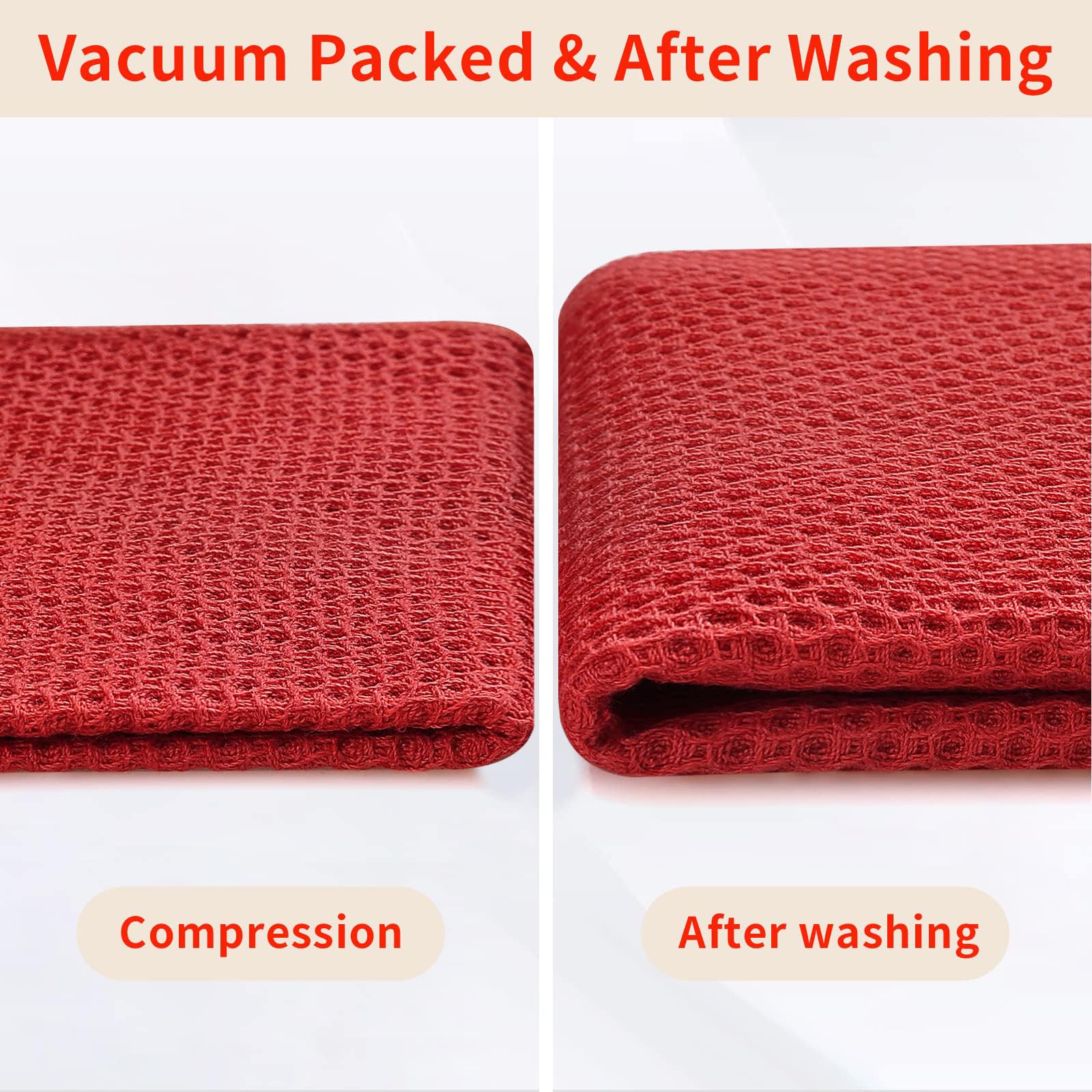 Homaxy 100% Cotton Waffle Weave Kitchen Dish Cloths, Ultra Soft Absorbent Quick Drying Dish Towels, 12 x 12 Inches, 6-Pack, Brick Red