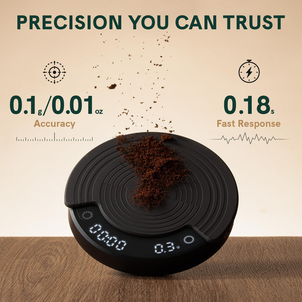 OutIn Claro Portable Coffee Scale, Timer Function, Rechargeable