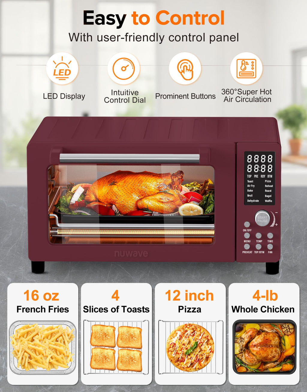 Nuwave Bravo Pro Smart Air Fryer Toaster Oven Countertop Combo
