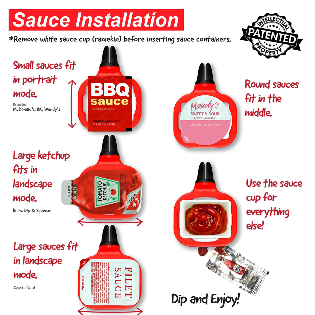 Saucemoto Dip Clip | An in-car sauce holder for ketchup and dipping sauces. As seen on Shark Tank (4 Pack, Black)