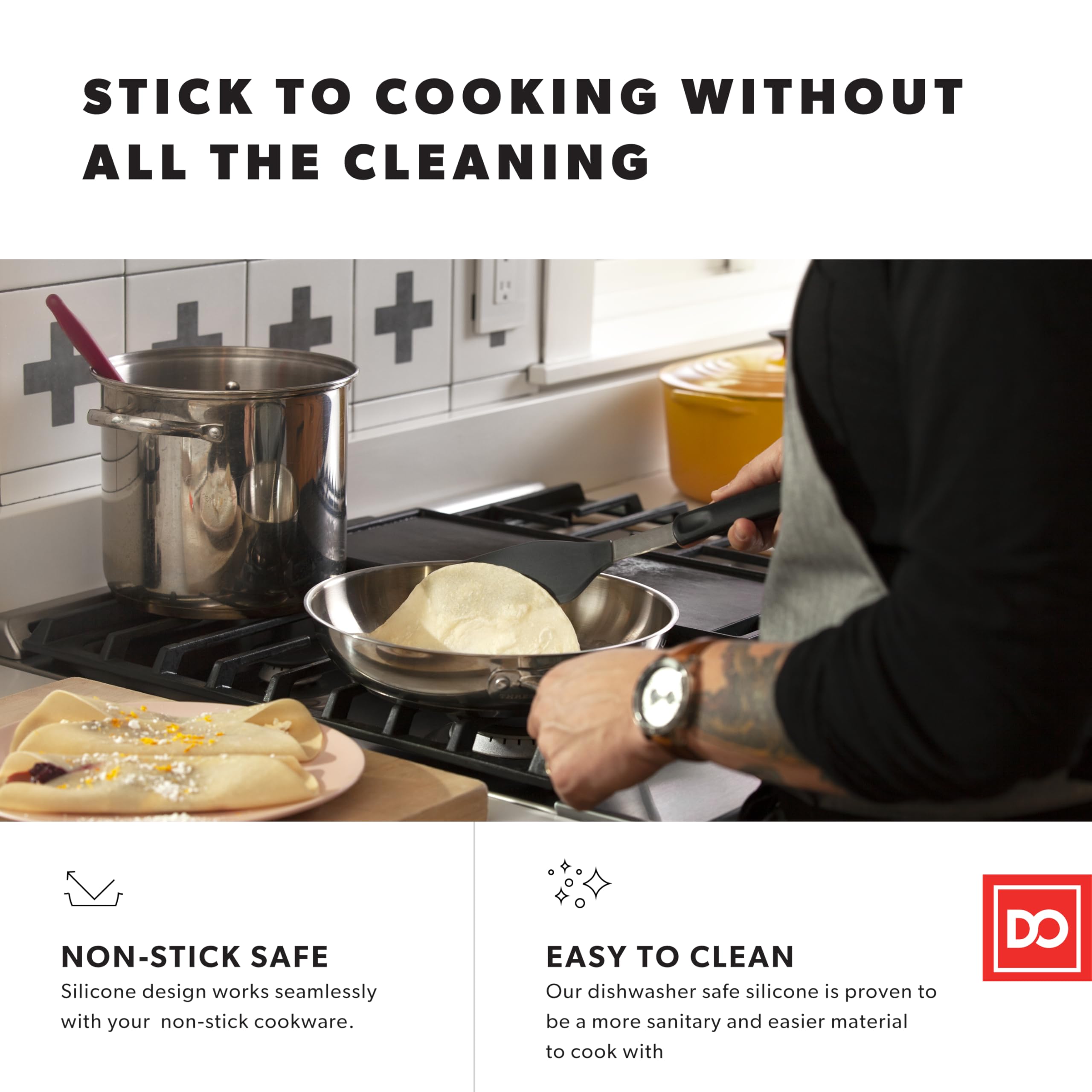 DI ORO Silicone Turner Spatula Set - 600F Heat Resistant, 3-Pc