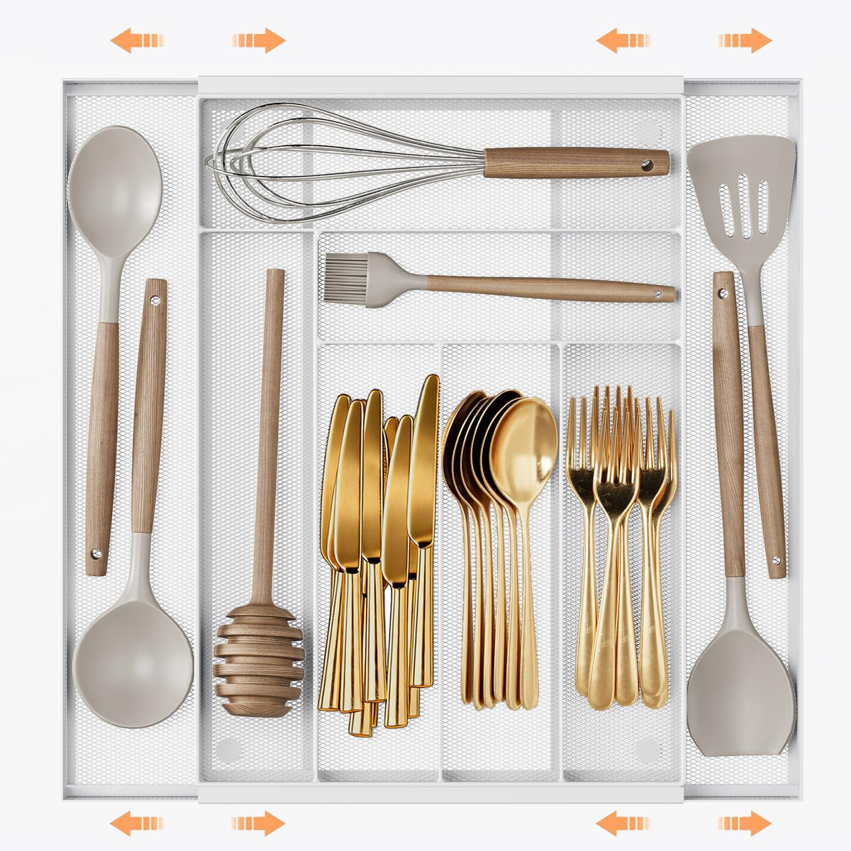 Sedegn Mesh Silverware Tray for Drawers: 5‑Compartment Utensil Organizer