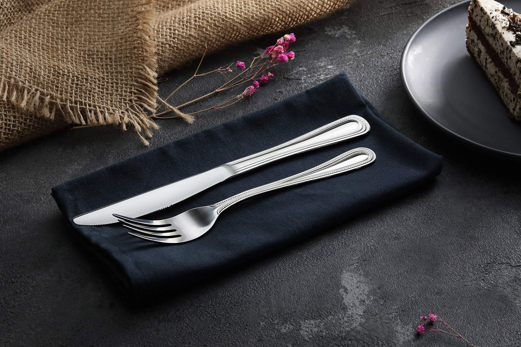 New Star Foodservice Bead Pattern Stainless Steel Dinner Knife, 8.5-Inch, Set of 12, Commercial Grade