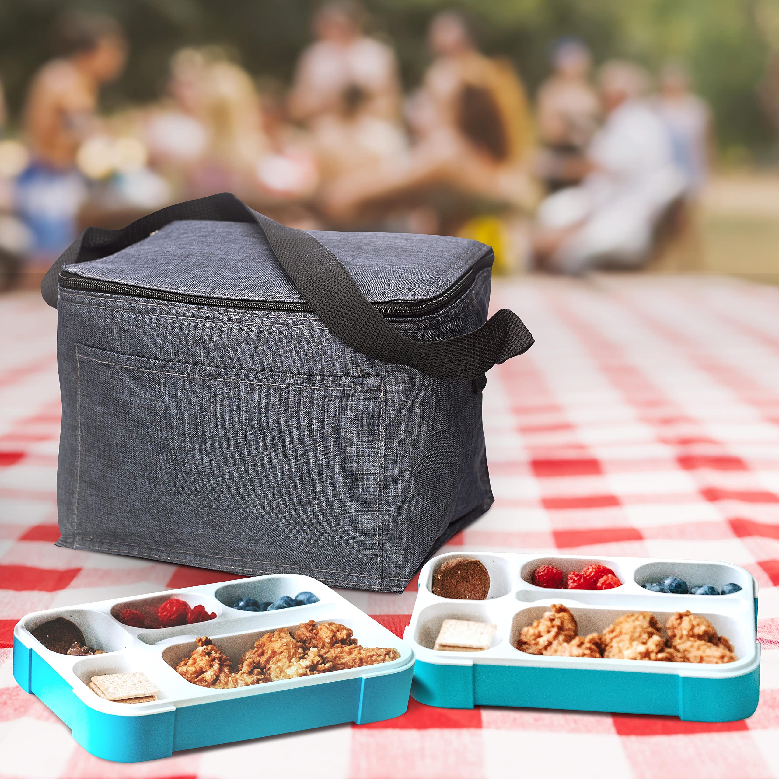Insulated Cooler Lunch Bag Set of 10, Bulk Pack - Perfect for Work, Travel, Outdoor Events - Black