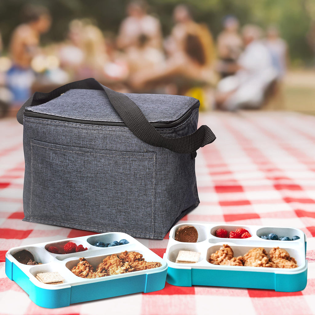 Insulated Cooler Lunch Bag Set of 10, Bulk Pack - Perfect for Work, Travel, Outdoor Events - Black