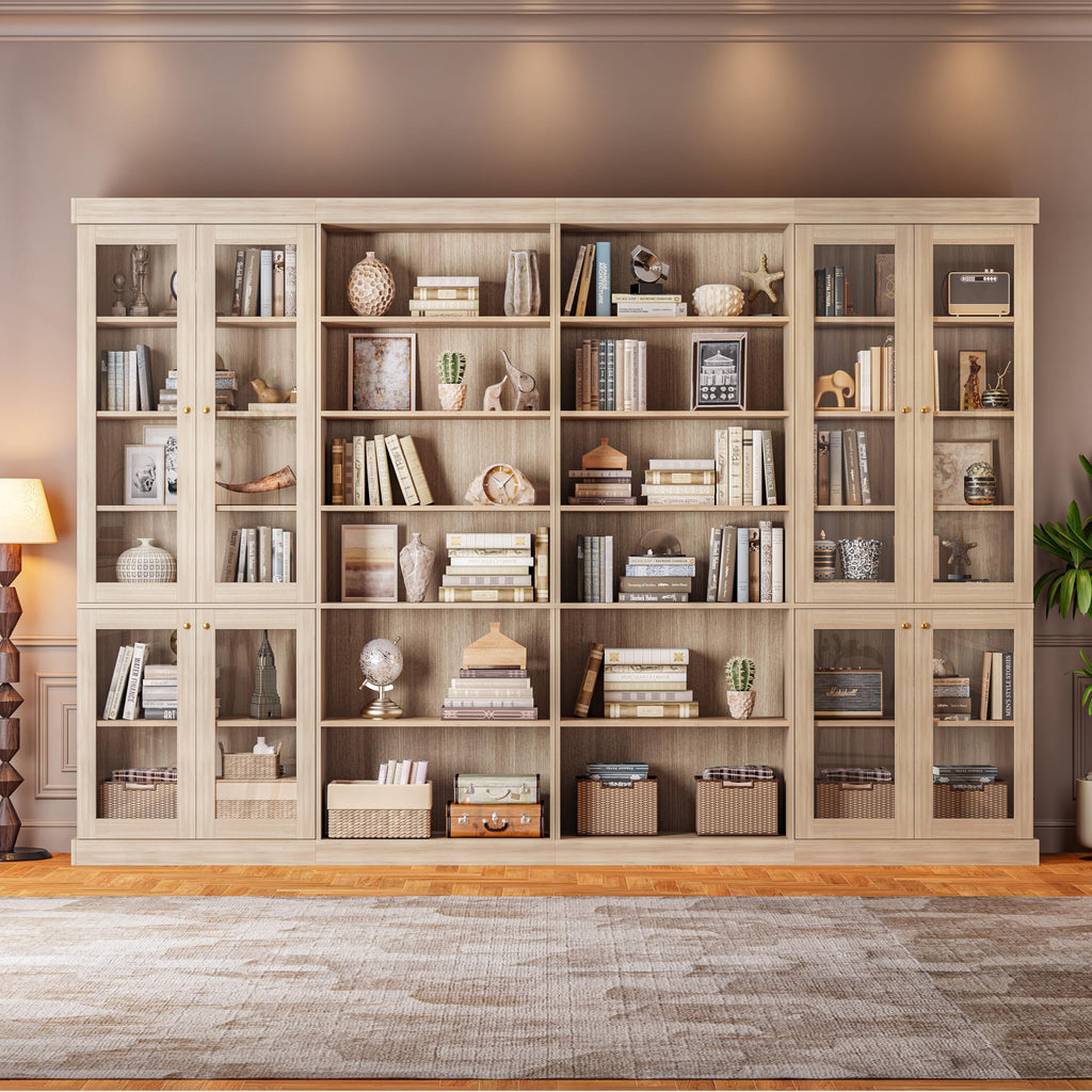 ivaniti 70.8" Tall Farmhouse Kitchen Pantry Cabinet, Modular Storage Cabinet with 6-Tier Adjustable Shelves, White, Wooden Hutch for Living Room, Kitchen, Set of 4