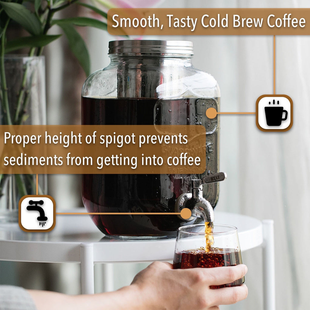 BTaT- 1 Gallon Cold Brew Coffee Maker, Thick Glass Pitcher