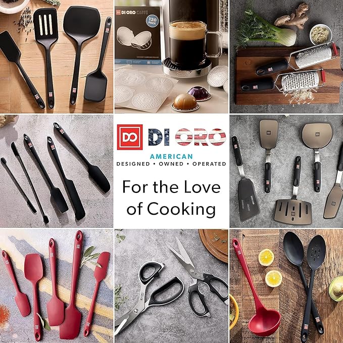 di Oro Living Silicone Spatula Set - Rubber Kitchen Spatulas for Baking, Cooking, & Mixing - 600°F Heat-Resistant & BPA Free Silicone Scraper Spatulas for Nonstick Cookware - Dishwasher Safe (Pastel)