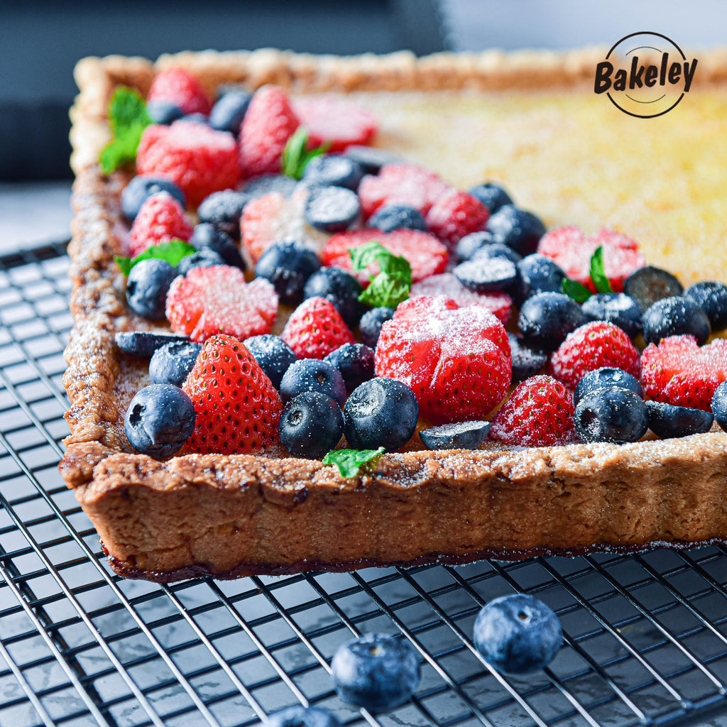 Bakeley Rectangle Tart Pan, 13-Inch with Removable Loose Bottom Non-Stick Oblong Quiche Bakeware for Oven Baking (Black)