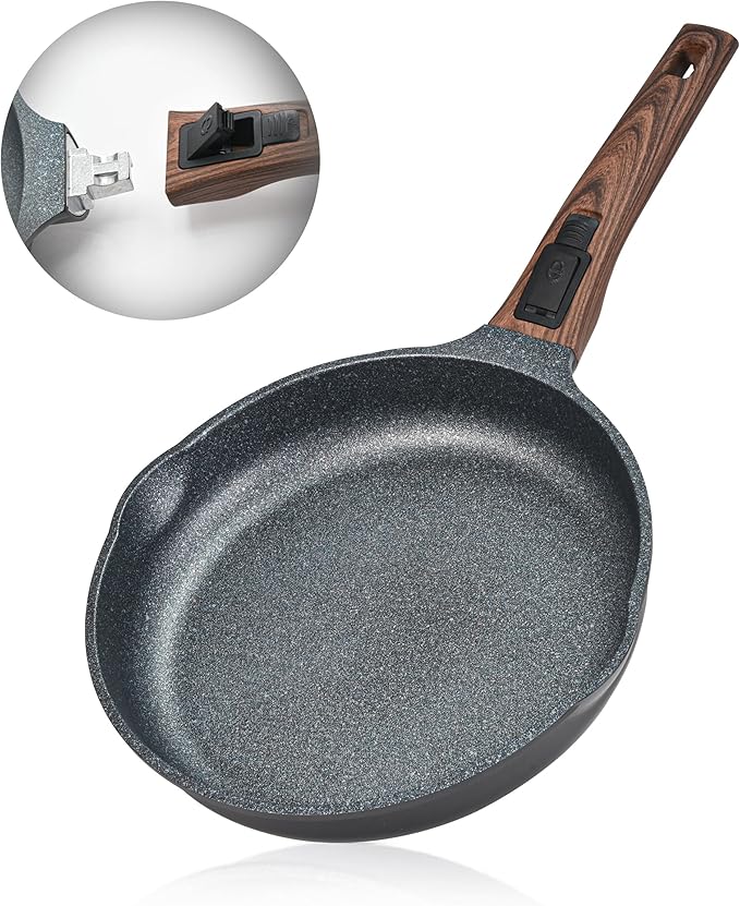 Bakoniion 12.5 Inch Smart Nonstick Frying Pan with Removable Handle,Cast Aluminum and Anti-Scratch Chef's Pan,Compatible with All Stovetops,Dishwasher and Oven Safe