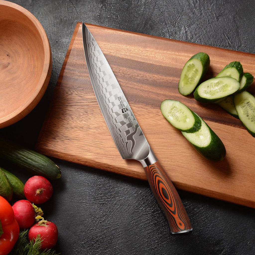 TUO 8" Chef Knife in Japanese Steel AUS-10, 67 Layers Damascus Kitchen Knife, High Carbon Steel Blade with Dragon Pattern & Pakkawood Handle