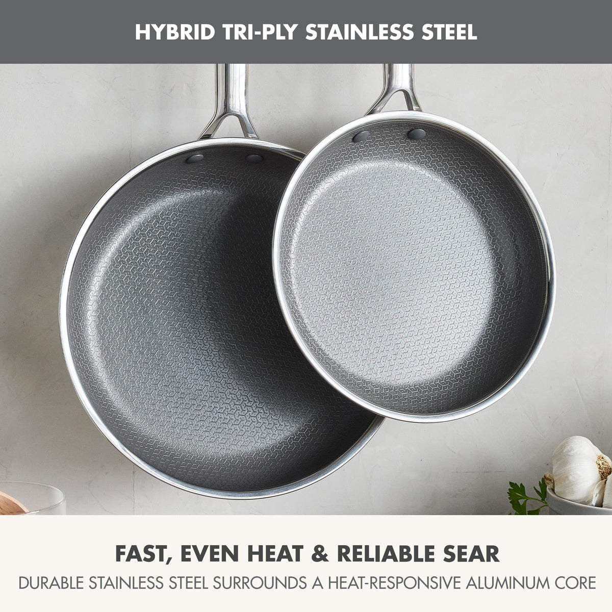 GreenPan Hybrid 2 Piece (9.5" & 11") Stainless Steel & Ceramic Skillet Set