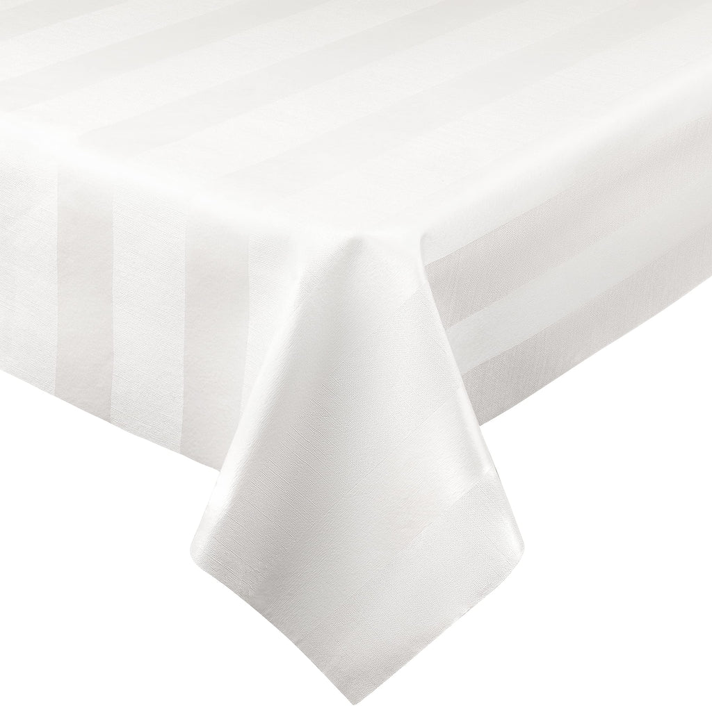 Luxury Table Protector Pad, 2 in 1 Table pad + Great Looking Tablecloth - Heat Resistant, Spill & Stain Proof - Flannel Backing (Ivory - Silk Stripe, 54x72)