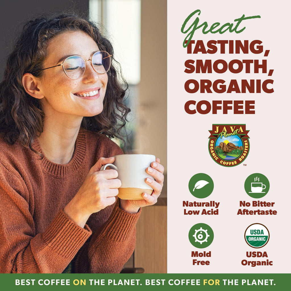 Java Planet Low Acid Organic Colombian Coffee Beans, Medium Dark Roast 32oz