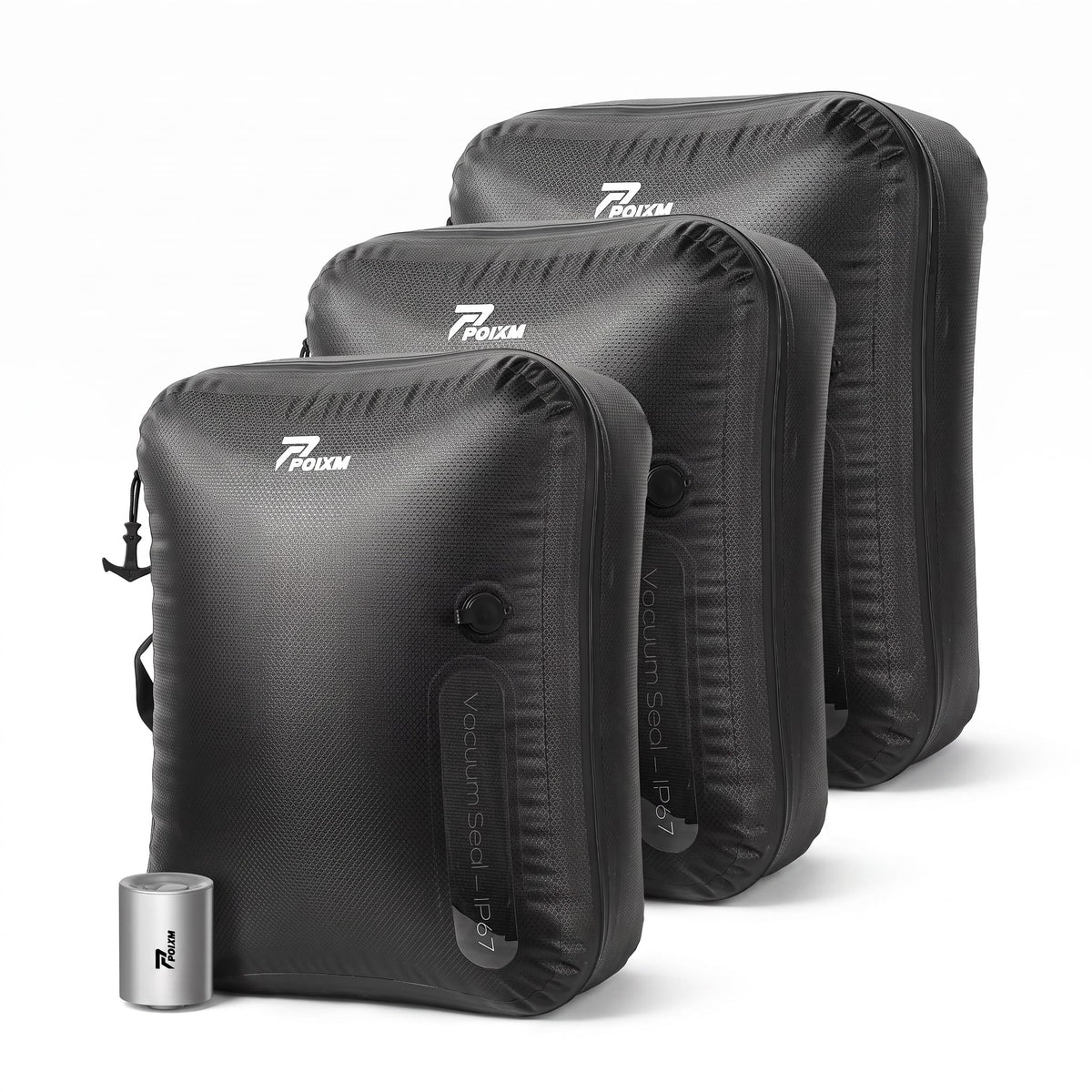 POIXM Travel Vacuum Bags with Pump, Carry-On Space Saver, Medium (3 Pack)