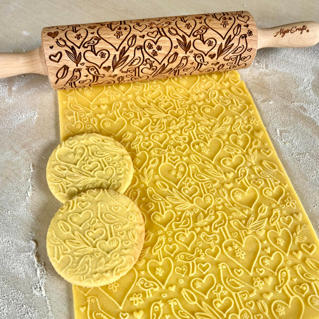 AZTEC Embossed Rolling Pin for Ceramic. Clay Roller and Ceramic Stamp for Embossing Pottery. Baking Gifts for Women by Algis Crafts for Embossed Cookies