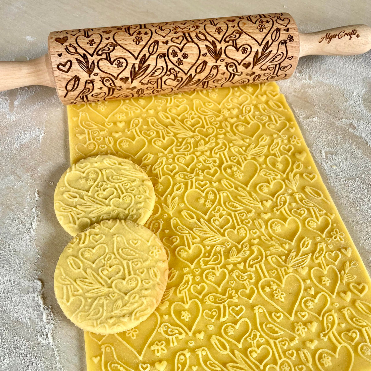 AZTEC Embossed Rolling Pin for Ceramic. Clay Roller and Ceramic Stamp for Embossing Pottery. Baking Gifts for Women by Algis Crafts for Embossed Cookies
