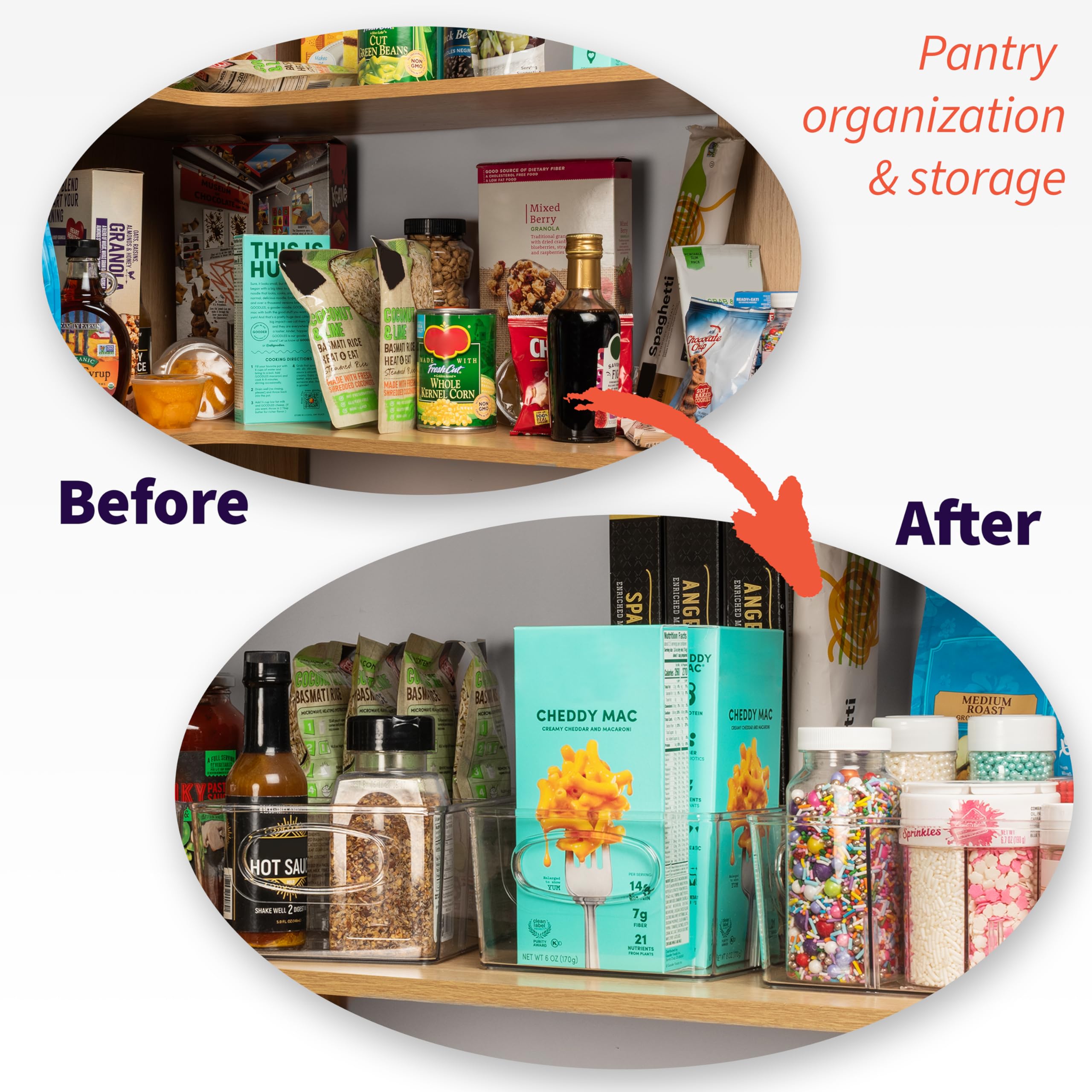 ClearSpace Plastic Pantry Organization and Storage Bins with Removable Dividers – Perfect Kitchen Organization or Kitchen Storage – Refrigerator Organizer Bins, Cabinet Organizers (4 Pack XL)