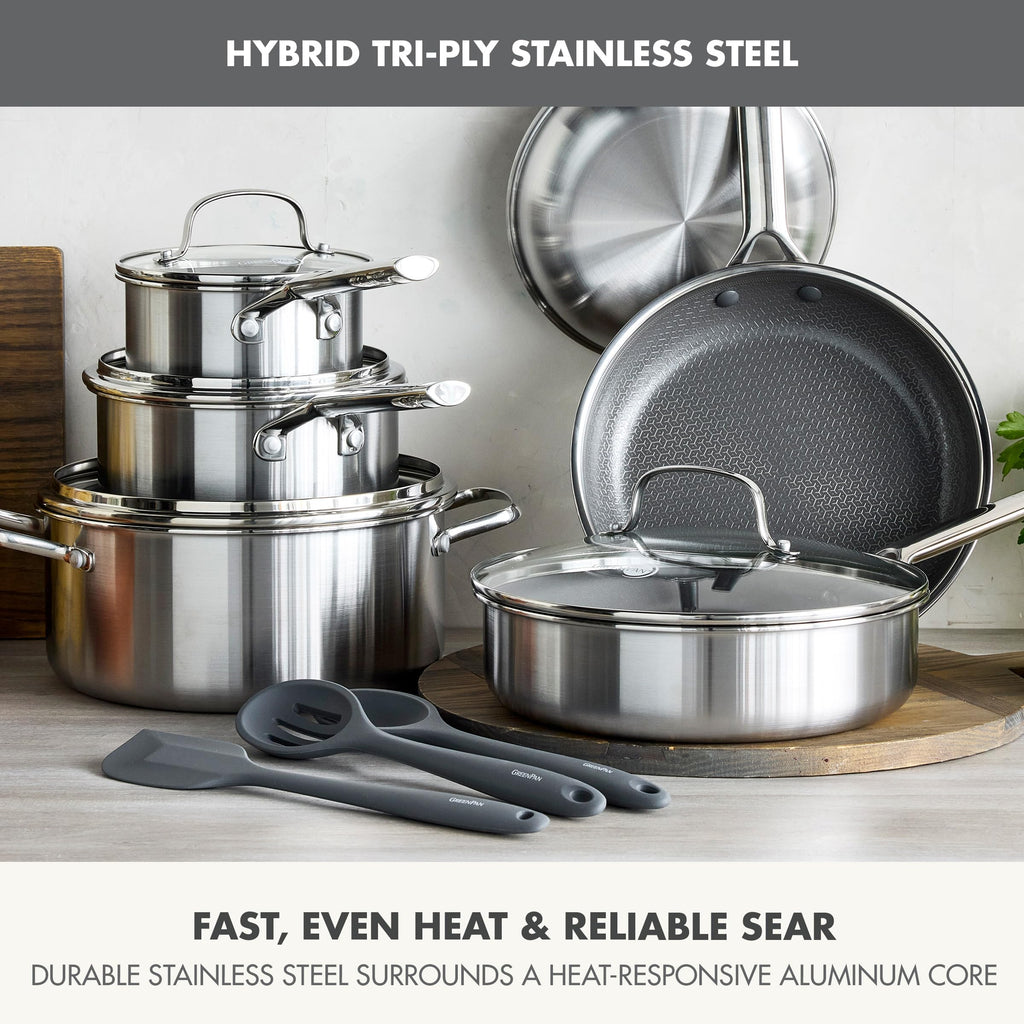 GreenPan Hybrid APEX 13 Piece Stainless Steel Ceramic Nonstick Cookware Set