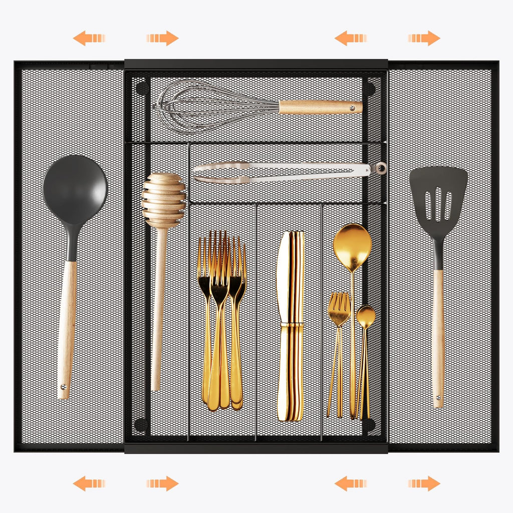 Sedegn Mesh Silverware Tray for Drawers: 5‑Compartment Utensil Organizer
