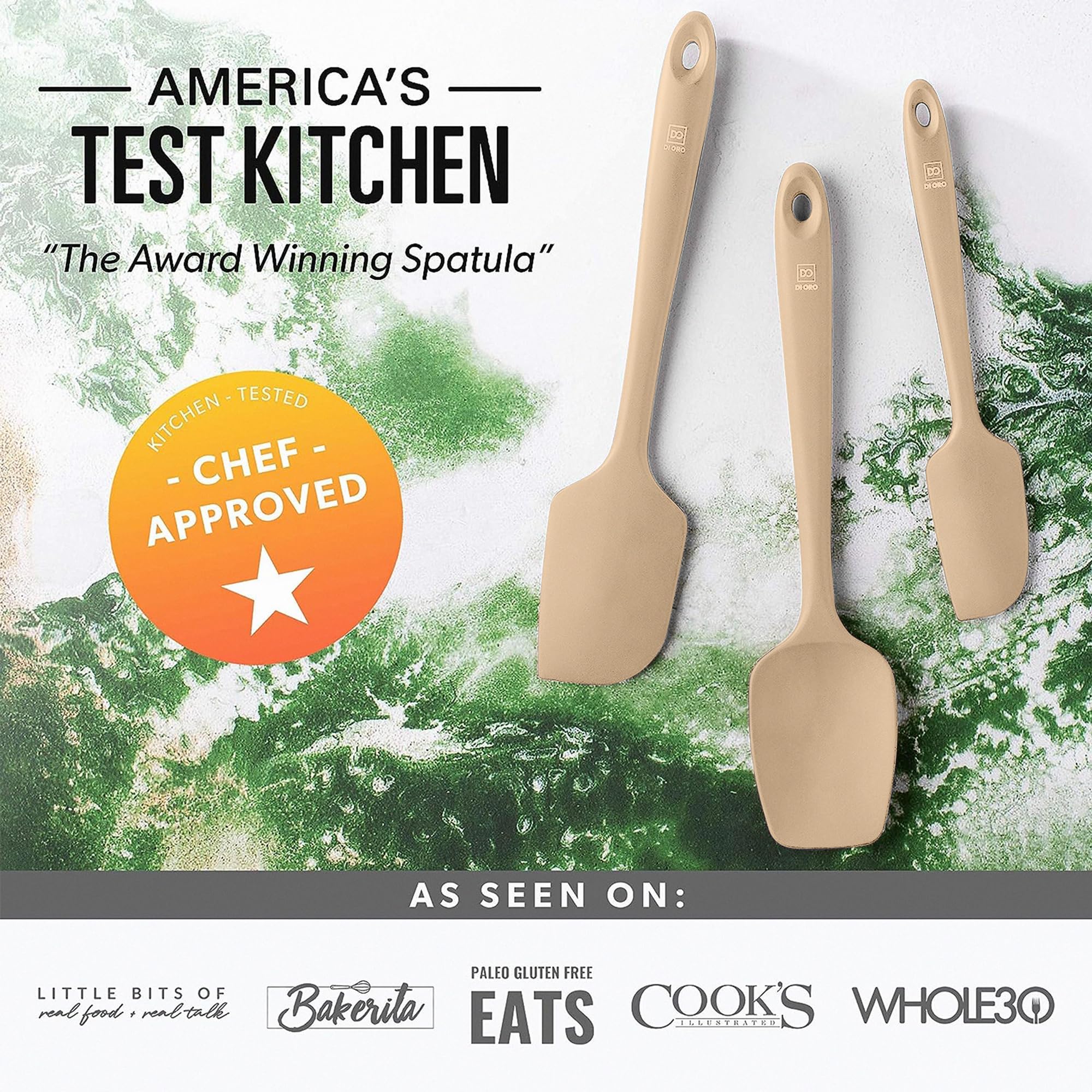 DI ORO Silicone Spatula Set - 600F Heat Resistant, 4-Pc Clay