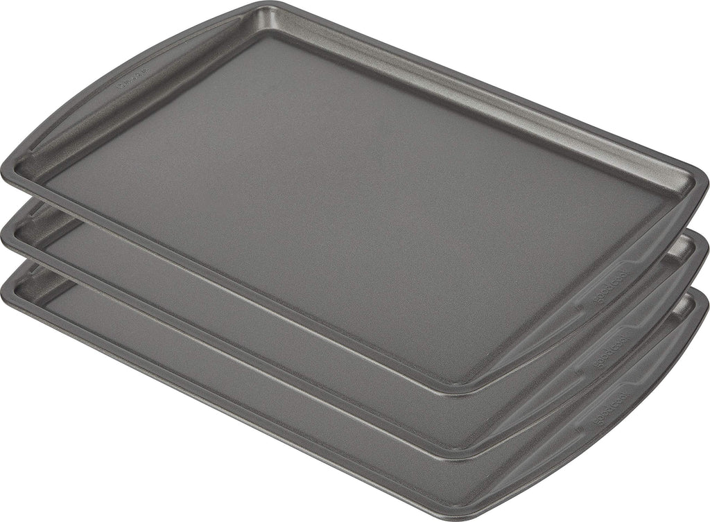 GoodCook Set of 2 Nonstick Steel 9" x 6" Toaster Oven Mini Baking Sheets with Racks, Gray