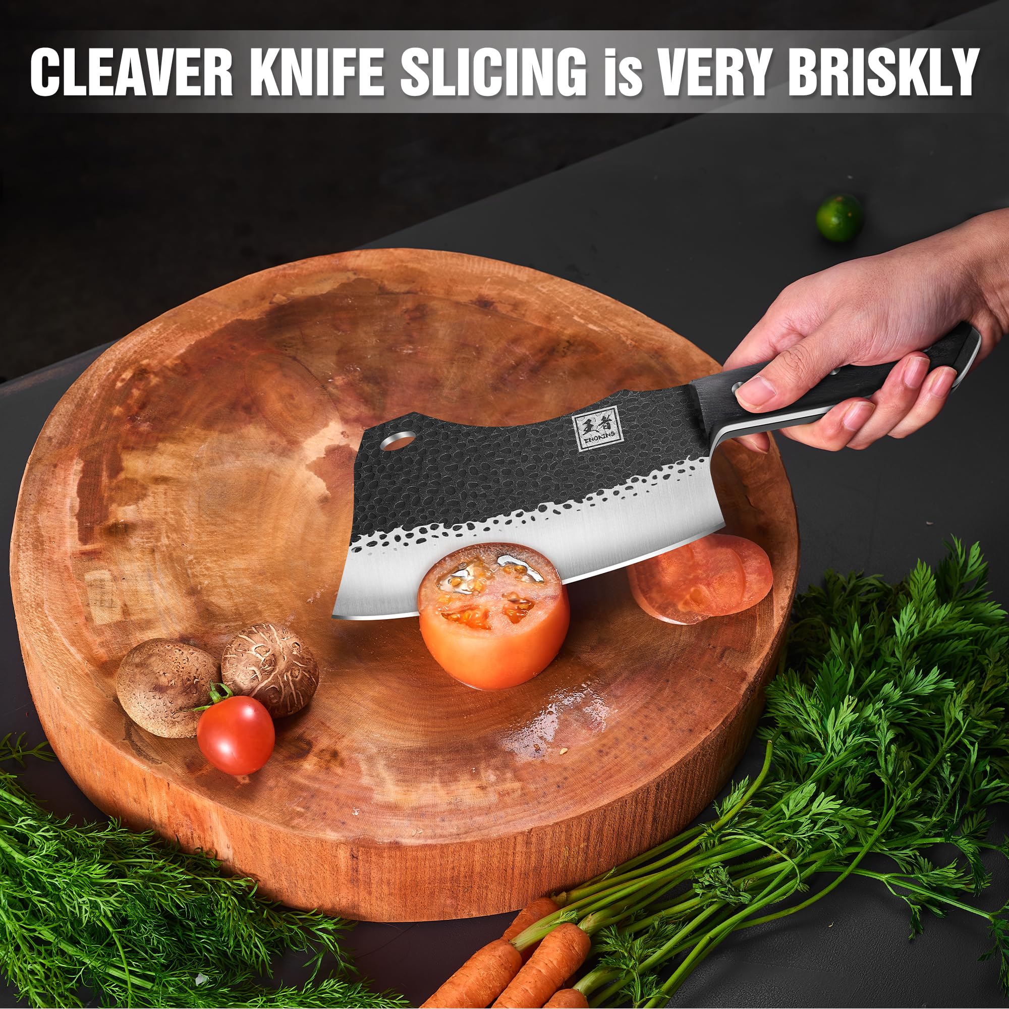 ENOKING 7.1″ Butcher Knife & Chef’s Knives – Hand Forged High Carbon Stainless Steel, Full Tang Meat Cleaver for Kitchen & Outdoor Meat Cutting