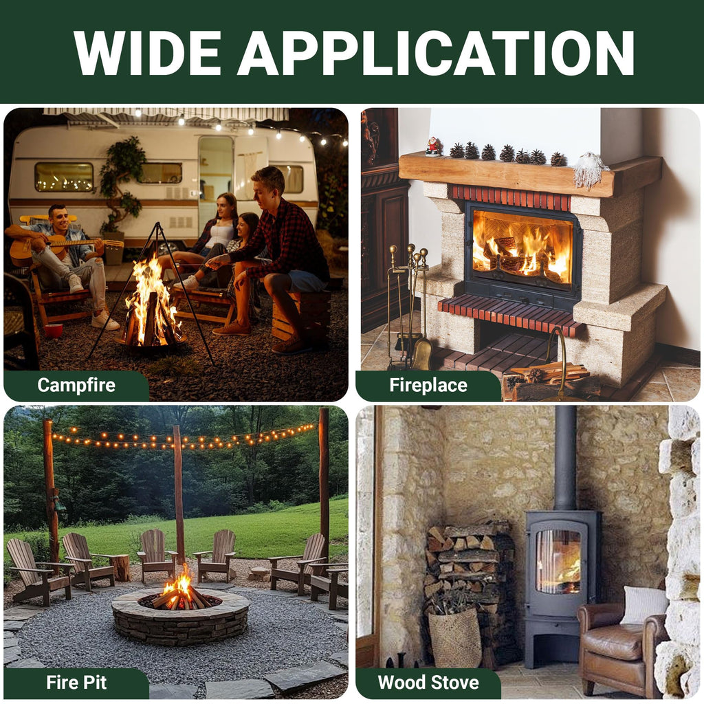 Tredre Fire Tongs and Fire Poker Set, Manganese Steel Fire Pit Tools for Outside, Heavy Duty Fireplace Tongs Log Grabber for Campfire, Wood Stove, Rust-Resistant Firewood Tong Set