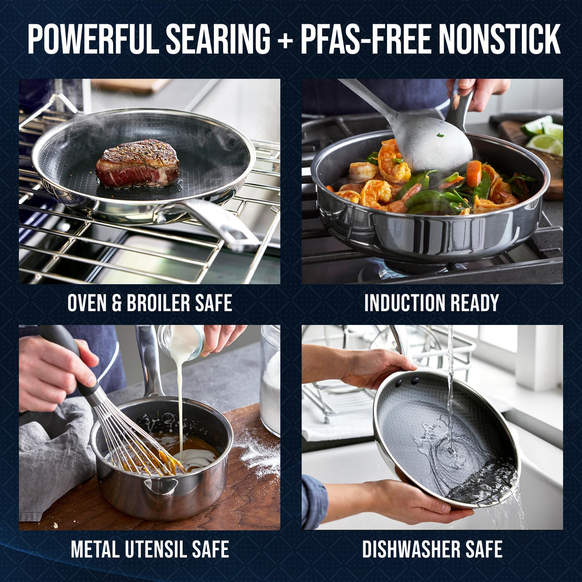 Blue Diamond Hybrid 12 Piece Stainless Steel Nonstick Cookware Set