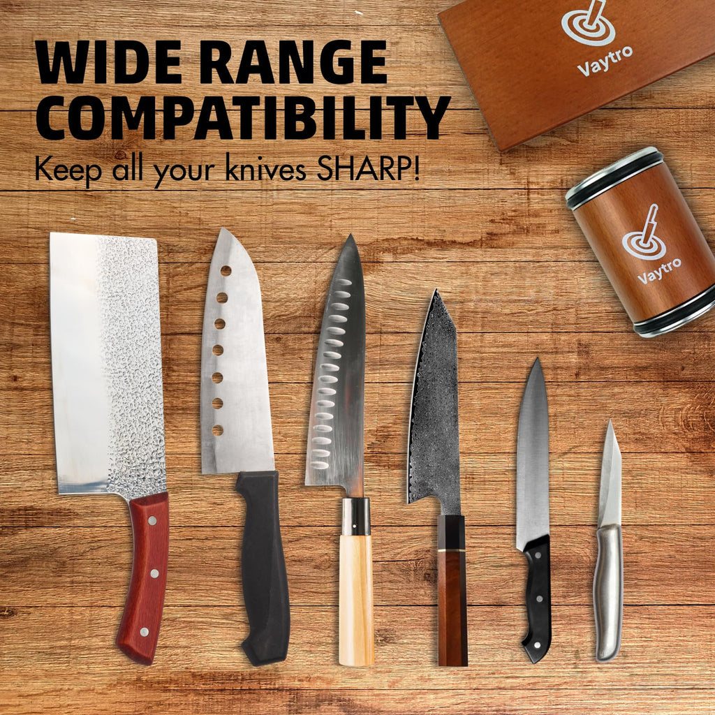 Rolling Knife Sharpener Kit – Manual Kitchen Knife Sharpening Stone System with #400 & #1000 Grit, Diamond Sharpening Tool, 15°/20° Guides & Leather Strop