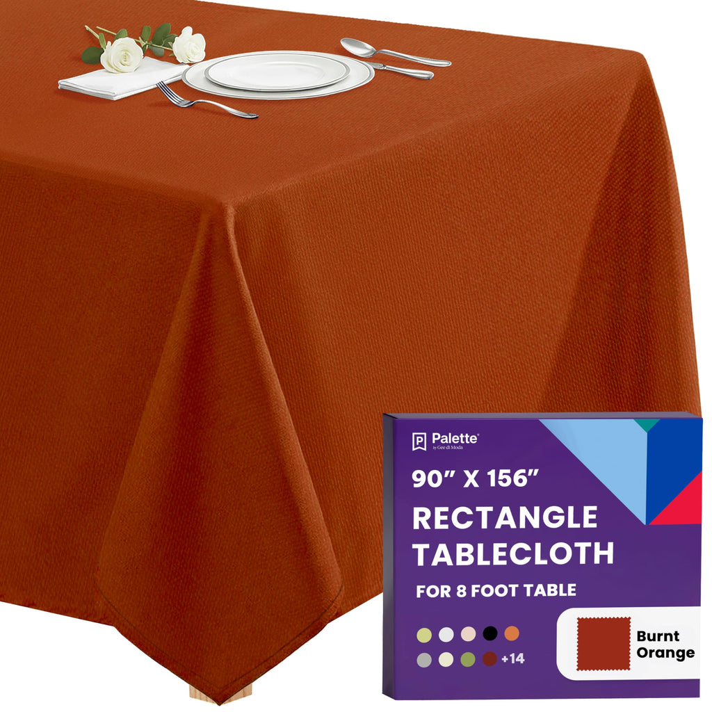 Gee Di Moda Rectangle Tablecloth - 90 x 156 Inch Chocolate Table Cloth for 8 Foot Tables with Floor-Length Drop - Heavy Duty Washable Fabric for Holiday Party, Dinner, Weddings & Baby Shower