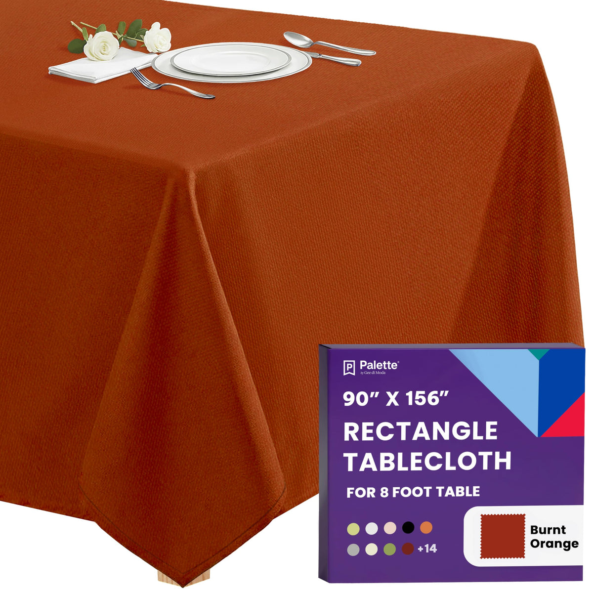Gee Di Moda Rectangle Tablecloth - 90 x 156 Inch Chocolate Table Cloth for 8 Foot Tables with Floor-Length Drop - Heavy Duty Washable Fabric for Holiday Party, Dinner, Weddings & Baby Shower