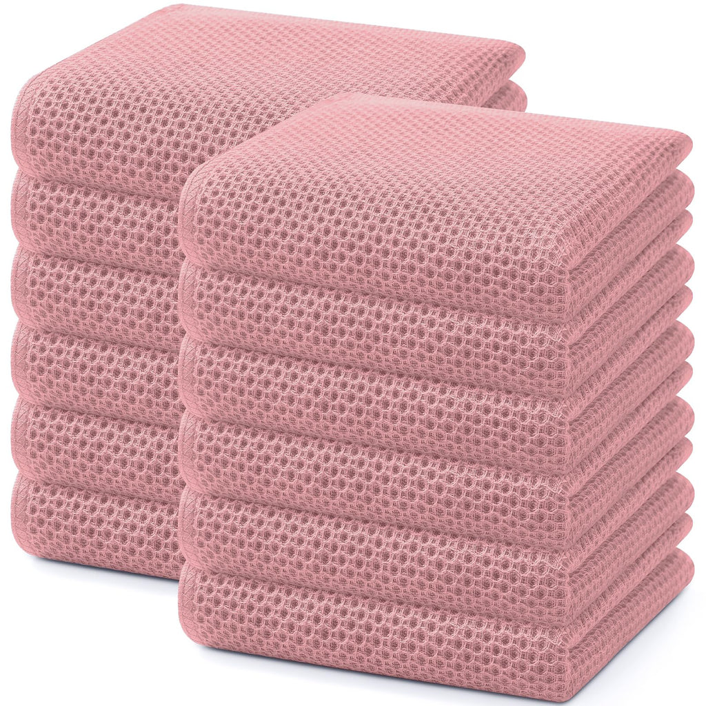 Homaxy 100% Cotton Waffle Weave Kitchen Dish Towels 12-Pack, Black
