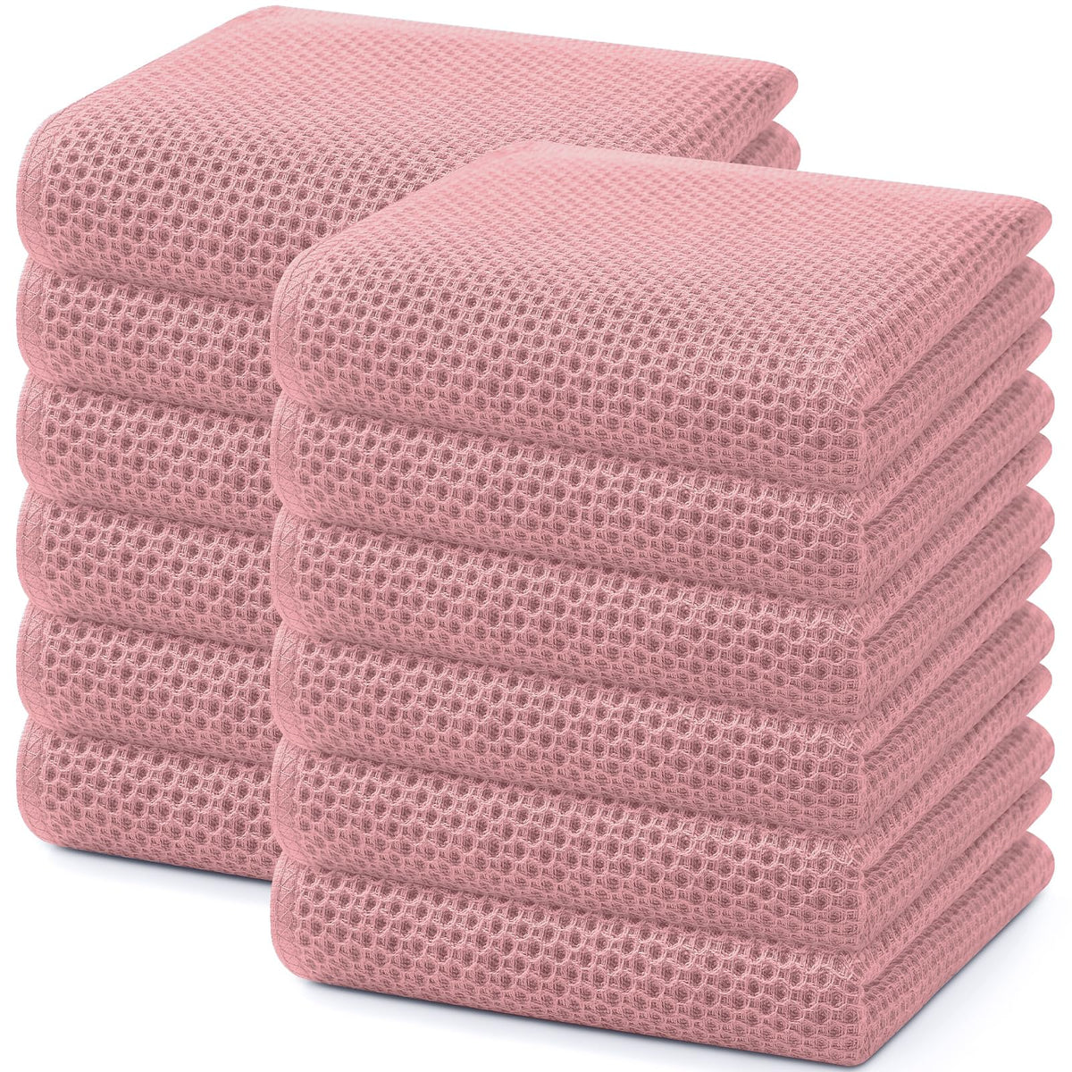 Homaxy 100% Cotton Waffle Weave Kitchen Dish Towels 12-Pack, Black