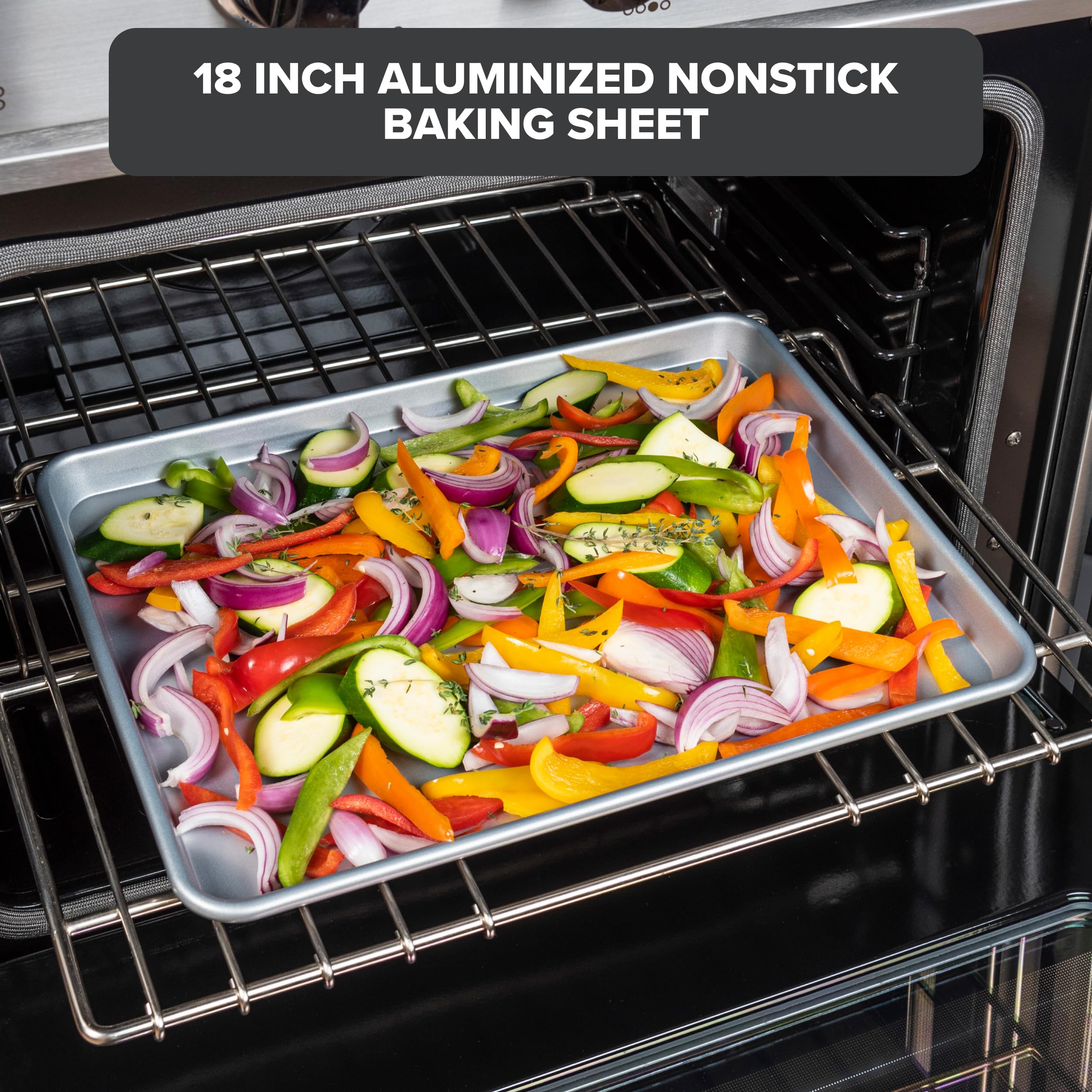 Viking Premium 18-Inch Nonstick Baking Sheet Pan, Made without PFAS, Heavy Gauge Aluminized Steel Cookie Sheet with Reinforced Iron Frame, Oven Safe to 475F
