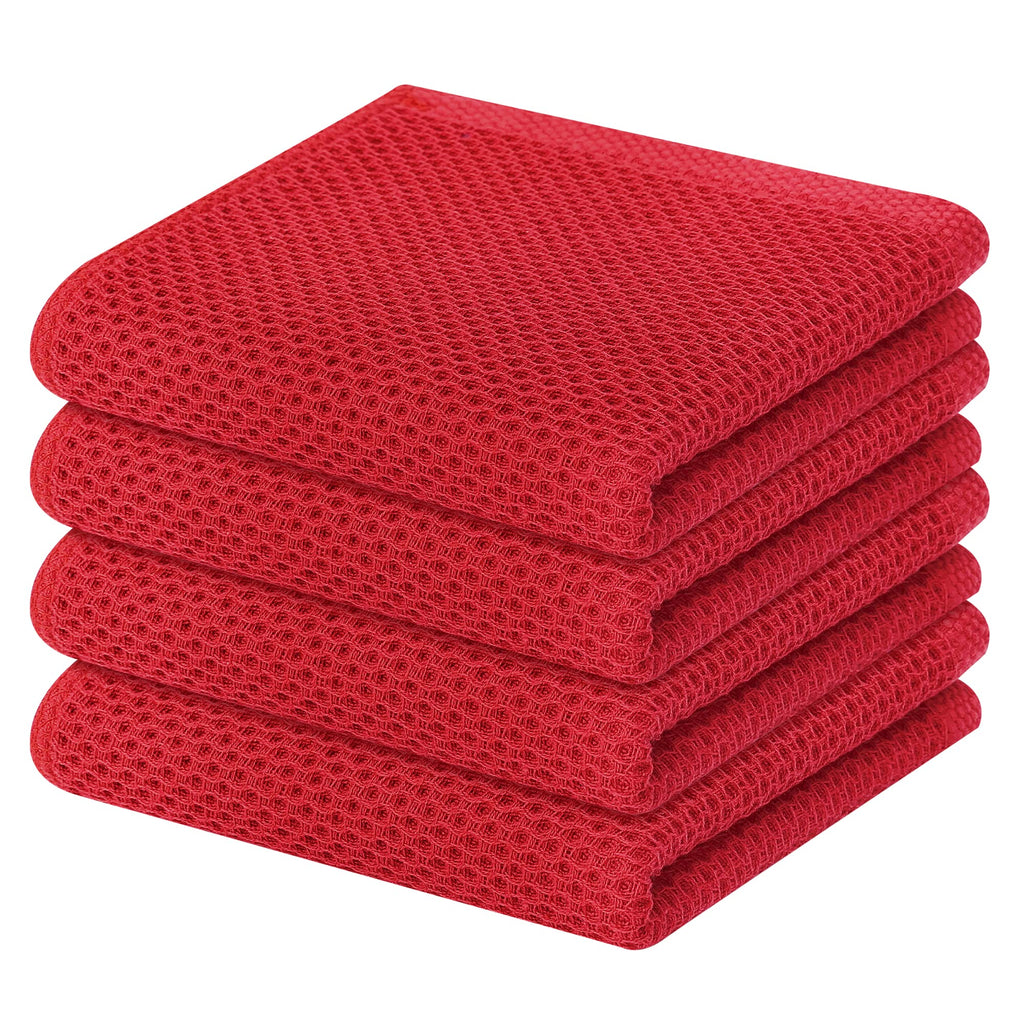 Homaxy 100% Cotton Waffle Weave Kitchen Dish Towels 4-Pack, Multicolor
